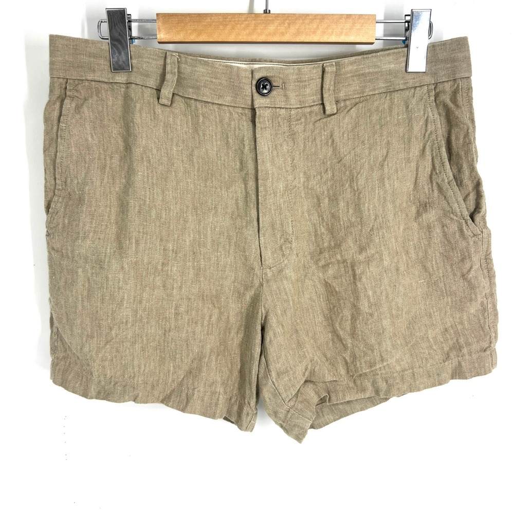 Banana Republic Womens 100% Linen Shorts Khaki Tan Size 33 420715-02 Summer 24